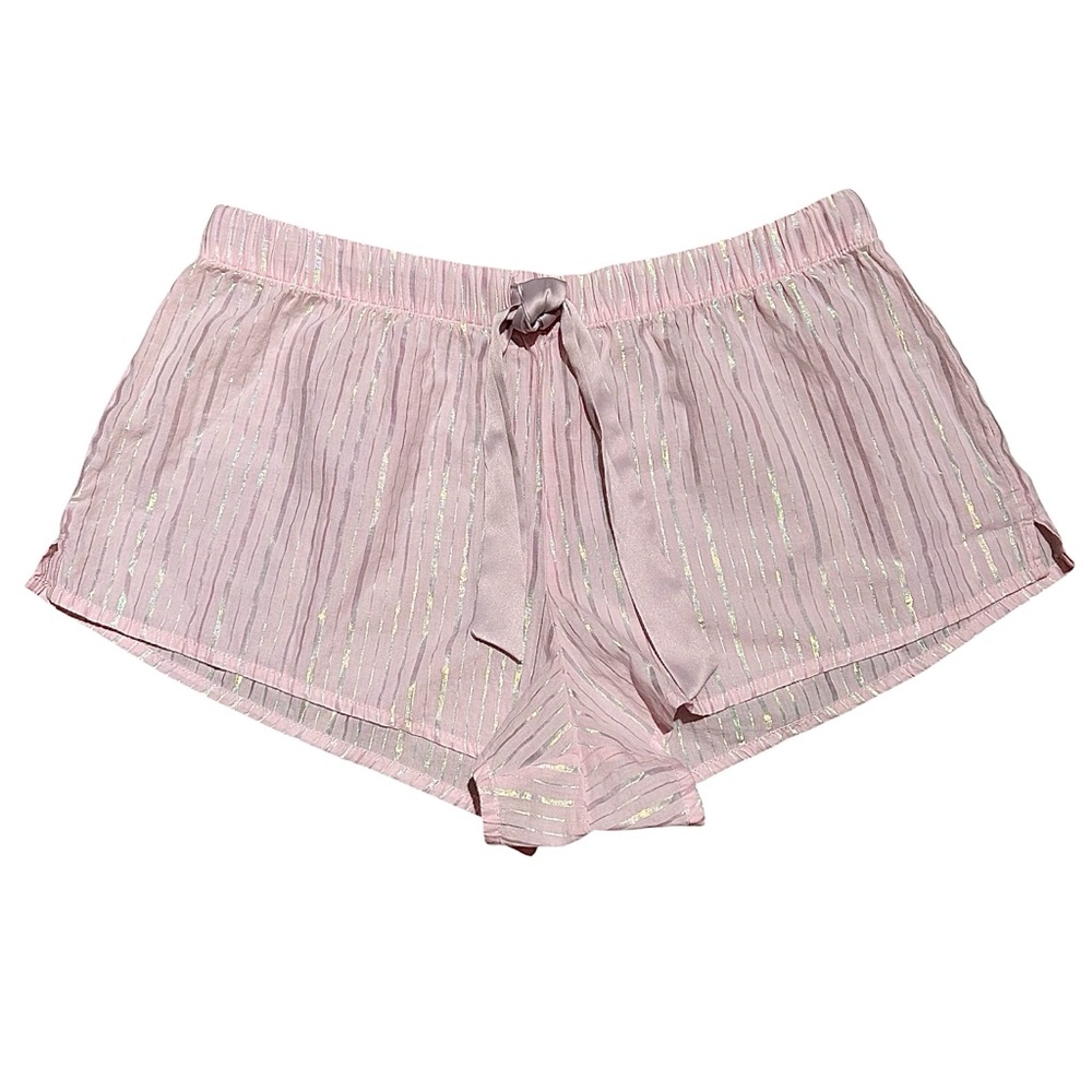 Victoria's Secret Light Pink Metallic Stripe Sleep Shorts Size M
